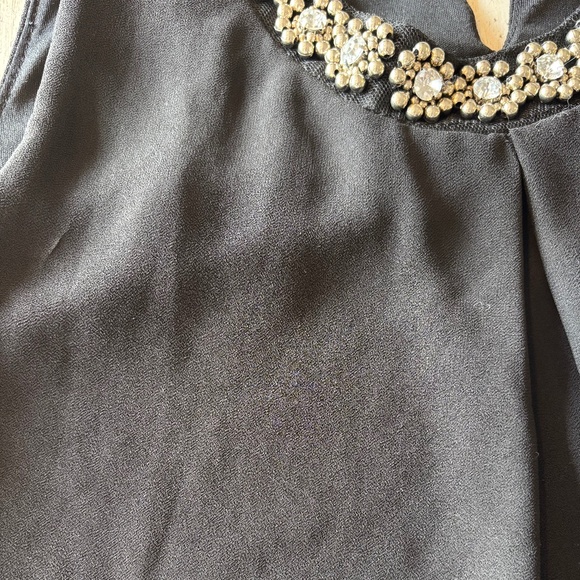 Ladies Monteau Medium black sleeveless blouse rhinestone details whimsigoth glam - Picture 8 of 8